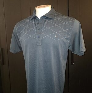 Travis Mathew Mens Large Performance Pima Golf Polo Shirt Blue
